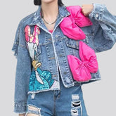 Jeansjacke mit Bändern für Damen
